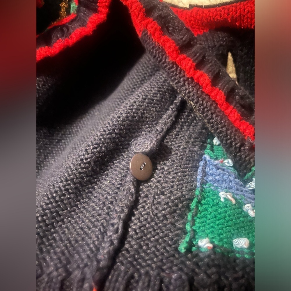 VINTAGE 1995 LOONEY TUNES/WARNER BROS.EAGLES EYE HAND KNIT XMAS SWEATER SIZE S - Picture 11 of 12